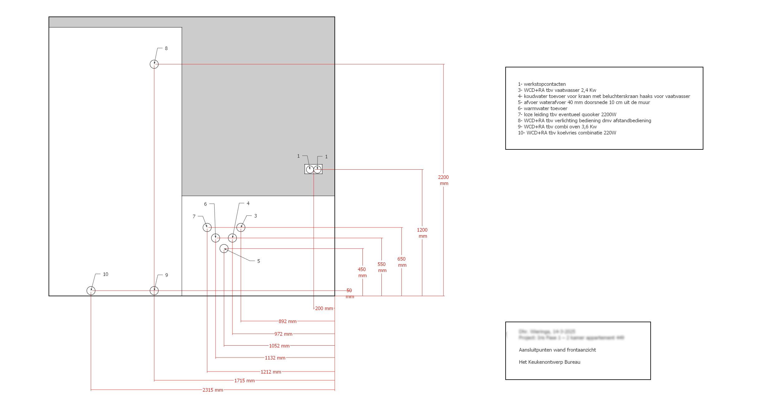leidingschema technischetekening technische tekening aansluittekening keuken