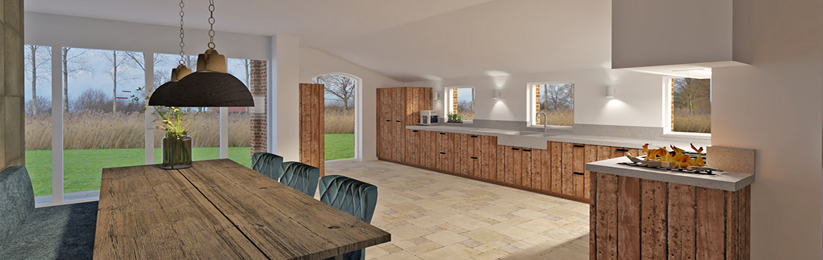 keuken landelijk ruw hout en werkblad van beton Technische tekening voor keuken en badkamer. Uw onafhankelijke adviseur en maker van leidingschema en aansluittekening zonder aankoop ervan.